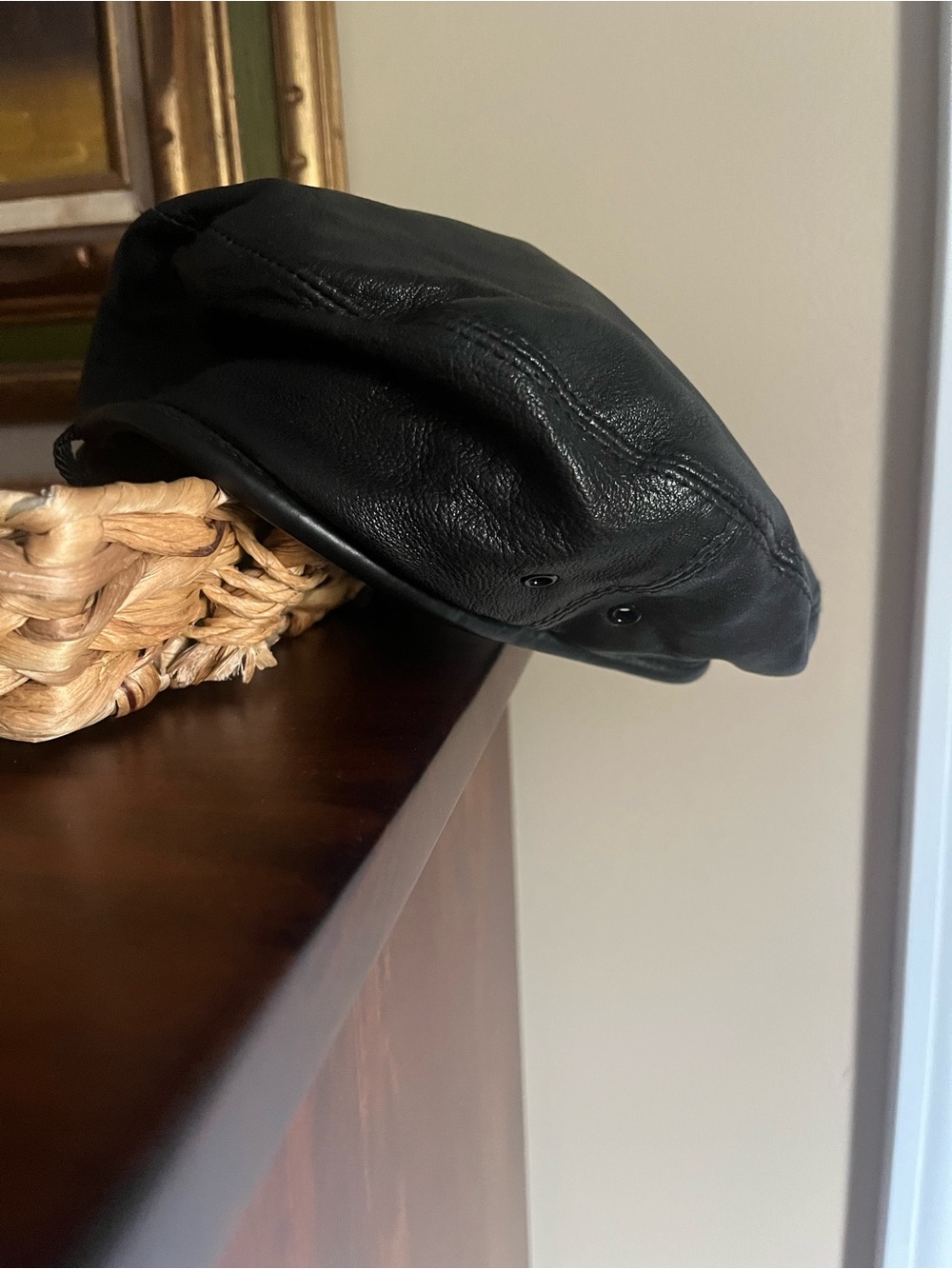 Eric javitz black leather beret